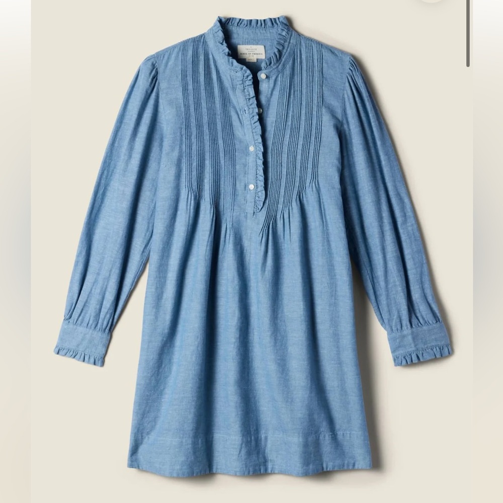 Trovata Birds of Paradis EVE SHIFT DRESS Vintage‎ Indigo $328 Sz Xs